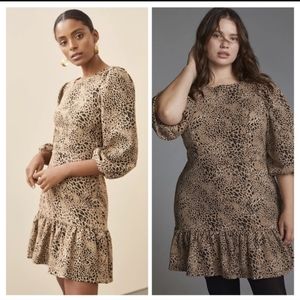 Anthropologie Maeve Knit Cut-Out Animal Print Mini Dress